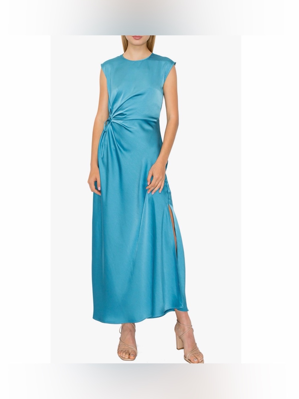 Melloday Side Ruched Satin Dress